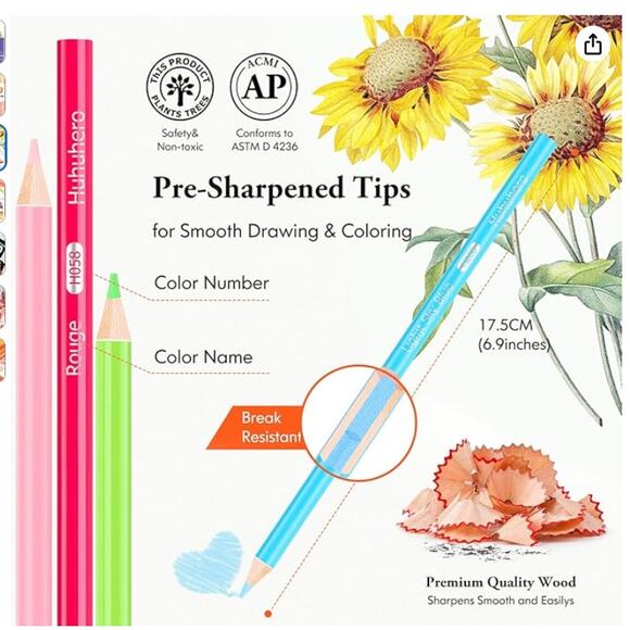 120 pc. Soft Core Oil Based Coloring pencils No Repeated Colors & color chart - Picture 4 of 7